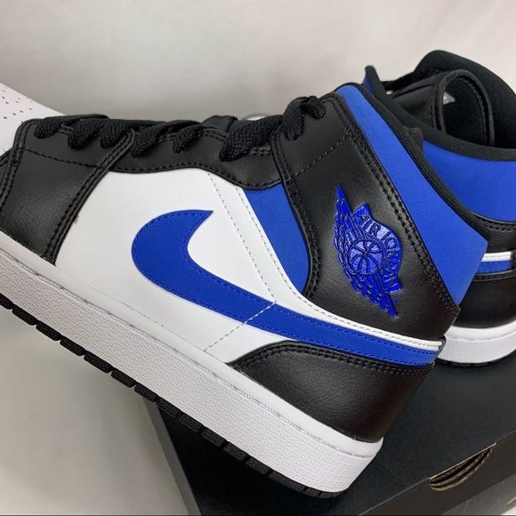 Air Jordan 1 Mid White Black Royal New - Picture 4 of 10